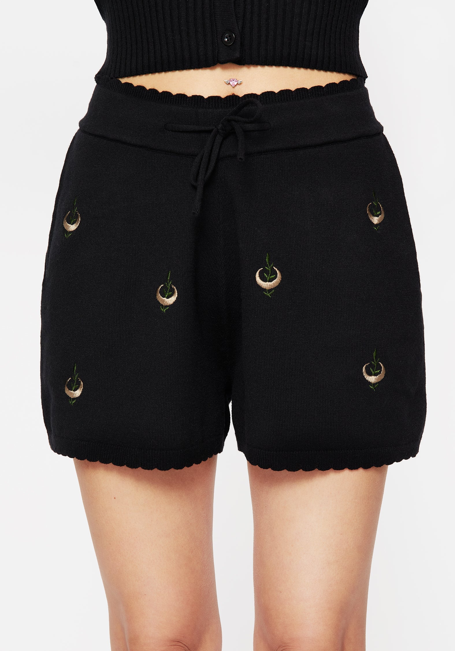 Liana Mond Blatt Bestickt Gestrickt Shorts