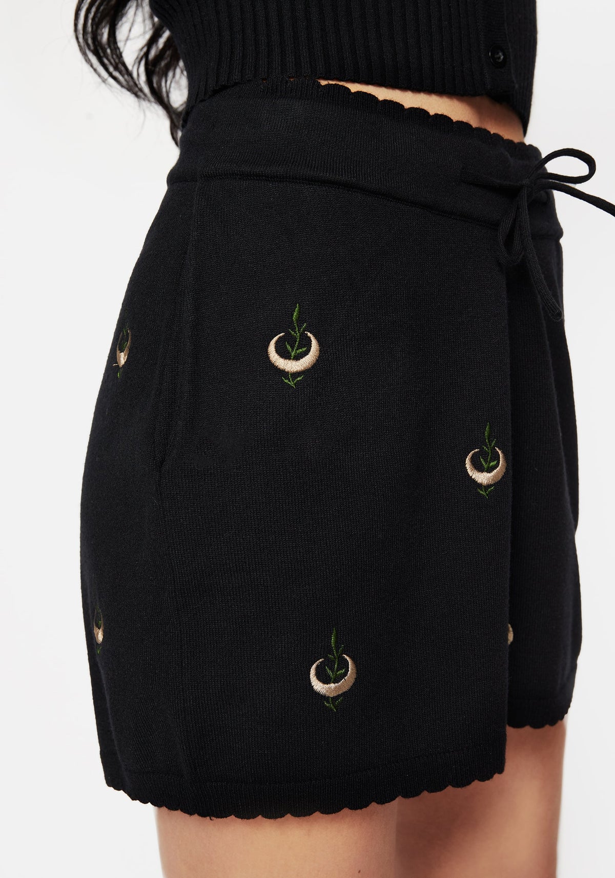 Liana Mond Blatt Bestickt Gestrickt Shorts