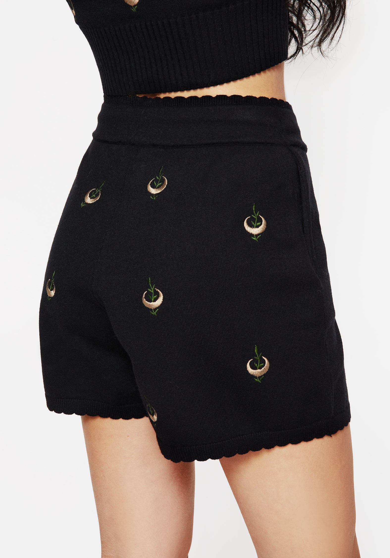 Liana Mond Blatt Bestickt Gestrickt Shorts