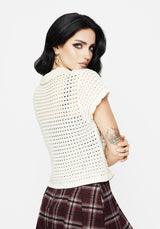 Drifter Pointelle Knit Button Up Top