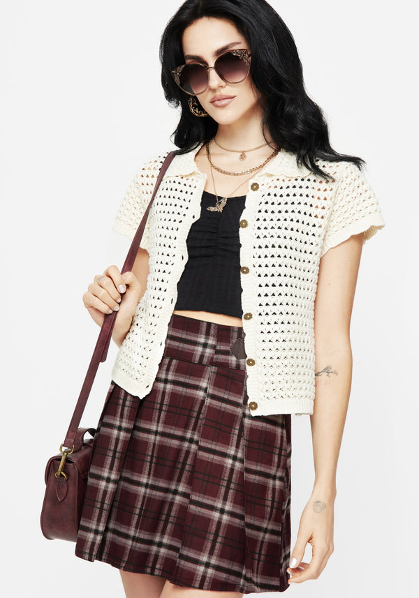 Drifter Pointelle Knit Button Up Top