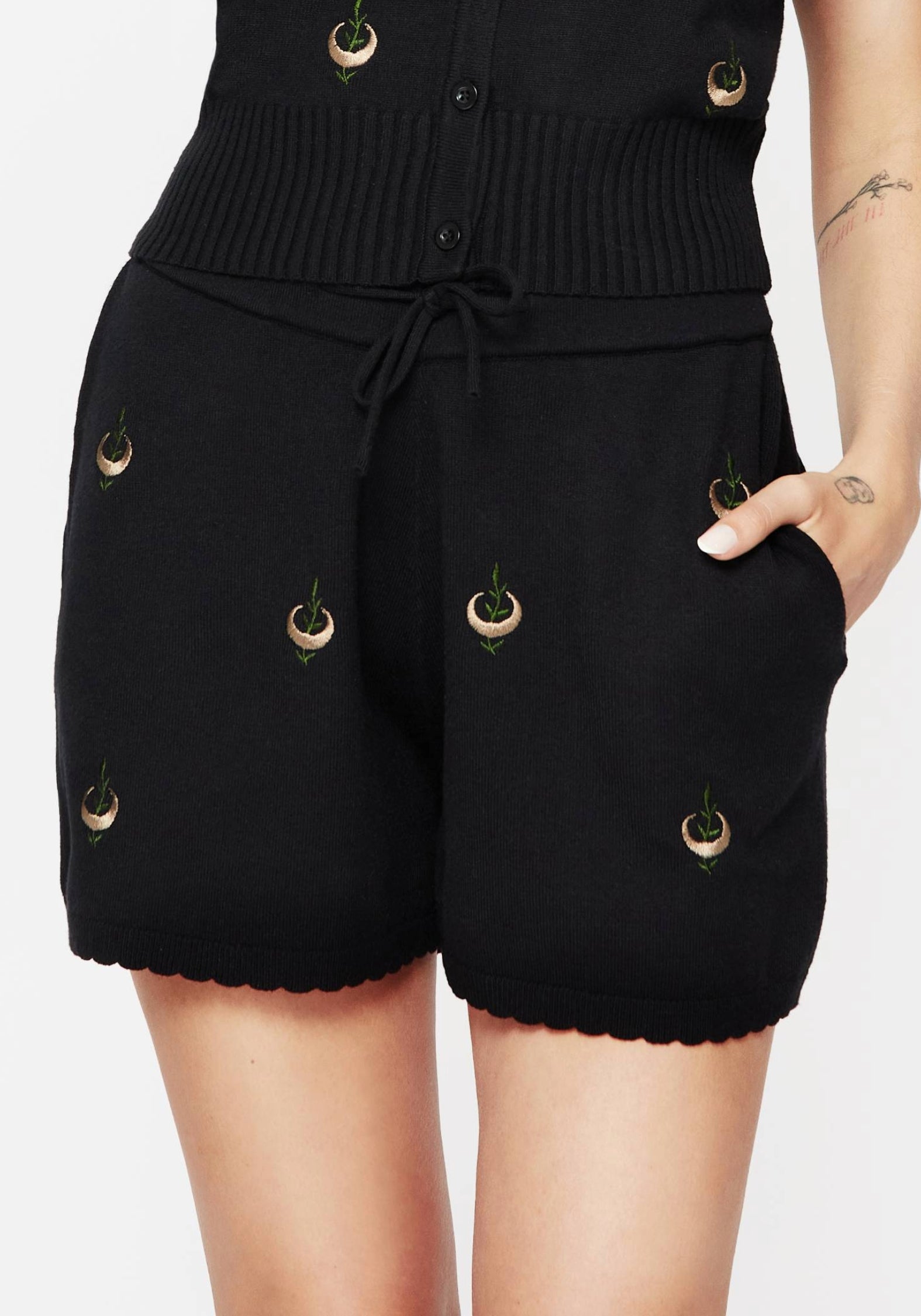 Liana Mond Blatt Bestickt Gestrickt Shorts