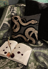 Zarina Snake Embroidered Velour Throw Cushion