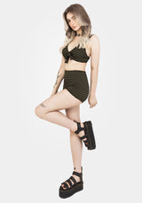 Mire Stripe High Waist Swim Shorts