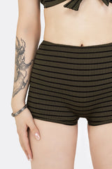 Mire Stripe High Waist Swim Shorts