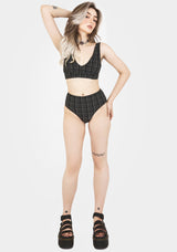 Slate Textured Check Bikini Top