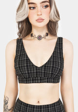 Slate Textured Check Bikini Top