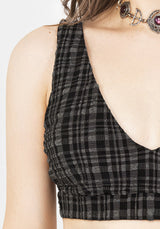 Slate Textured Check Bikini Top