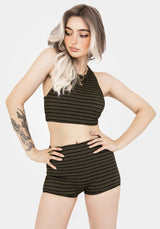 Mire Stripe High Waist Swim Shorts