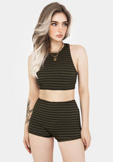 Mire Stripe High Waist Swim Shorts