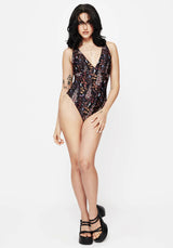 Foxglove Floral Print Plunge Swimsuit
