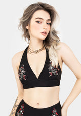 Copia Floral Embroidered Halter Bikini Top