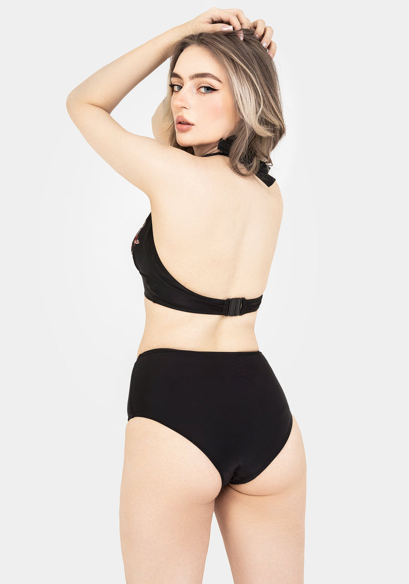 Copia Floral Embroidered Halter Bikini Top