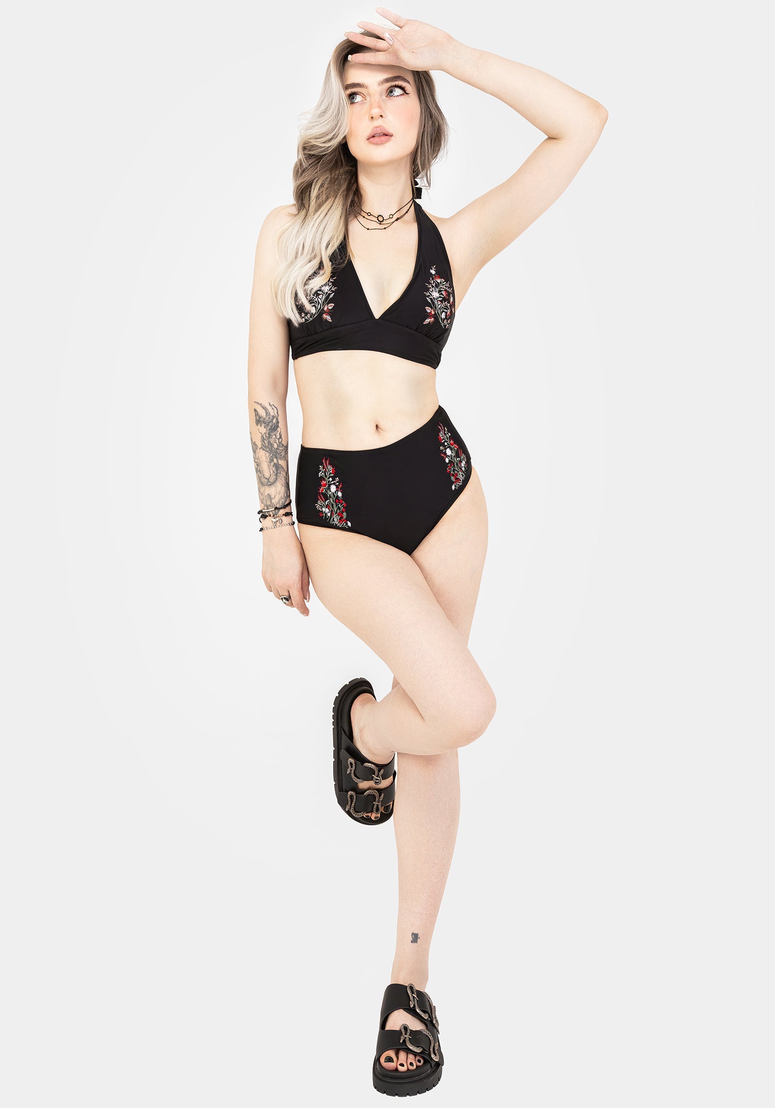 Copia Blumenmuster Bestickt Hoch Taille Schwimmen Unterteile