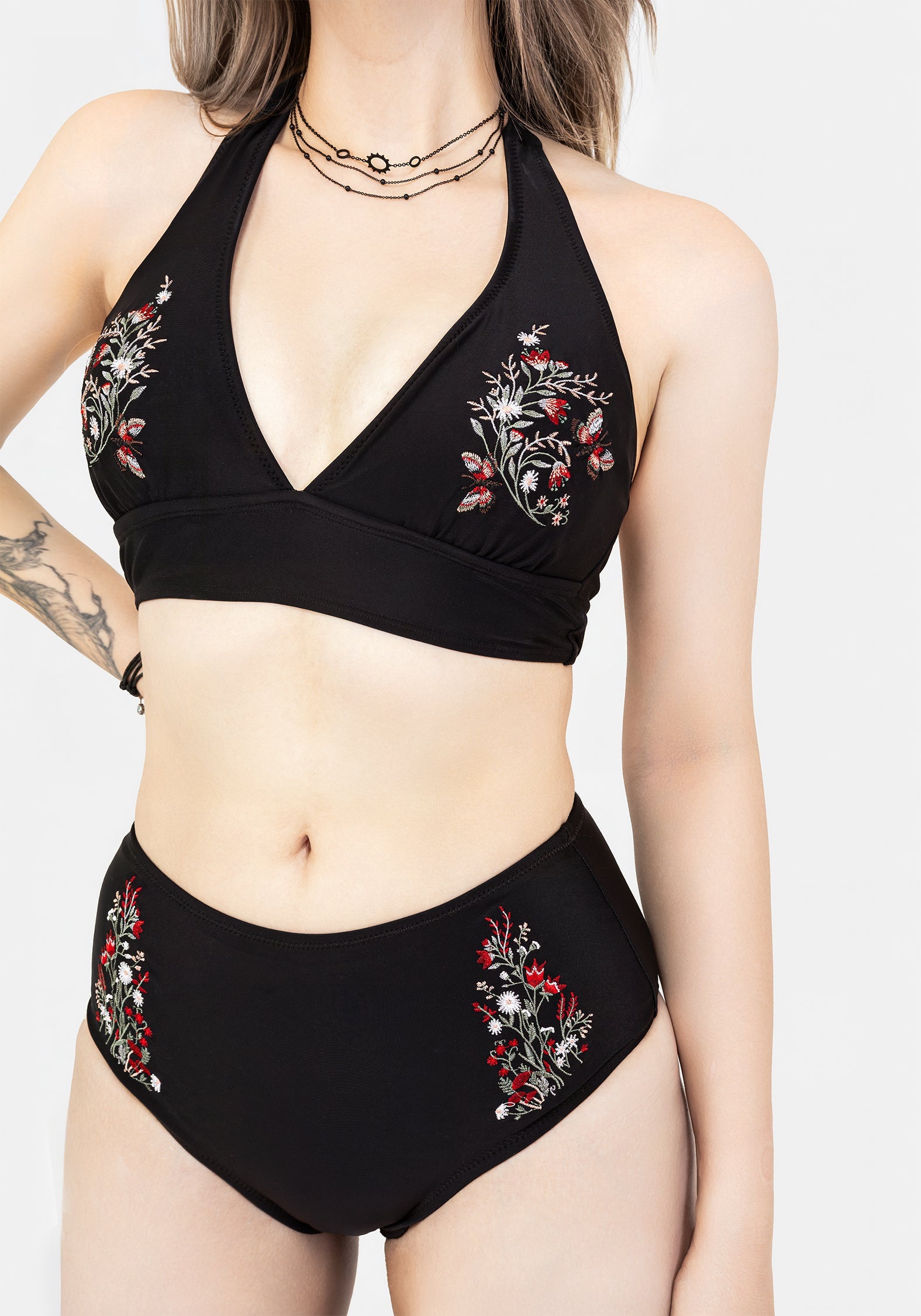 Copia Blumenmuster Bestickt Hoch Taille Schwimmen Unterteile