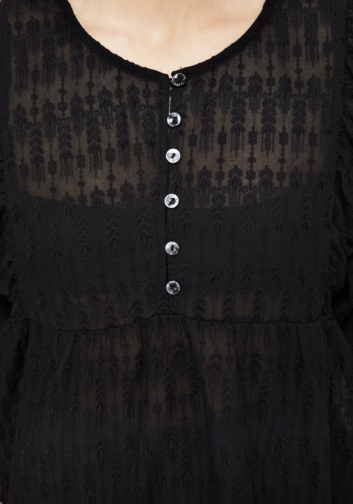 Evangeline Knopf Hoch Peplum Bluse Top