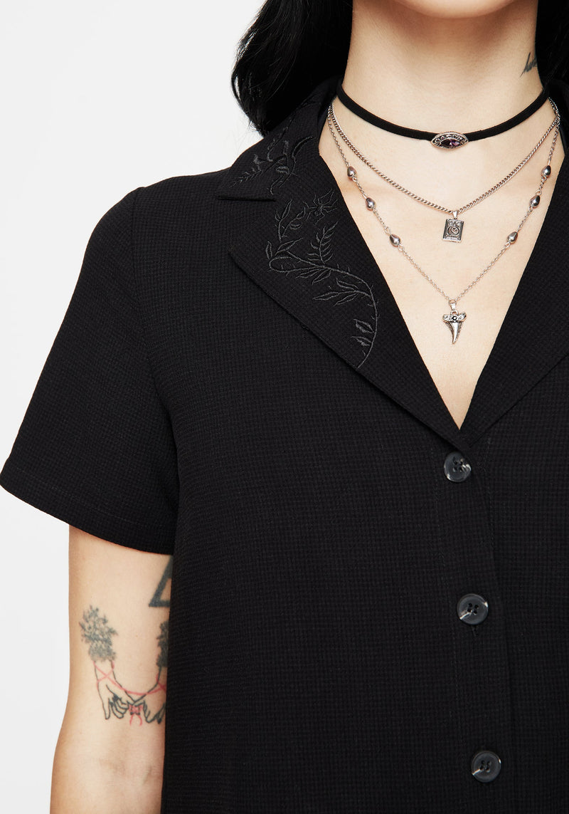 Thorell Embroidered Cotton Button Up Shirt