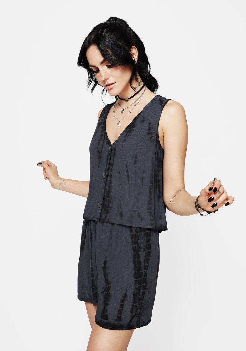 Aria Krawatte Färbung Knopf Hoch Top