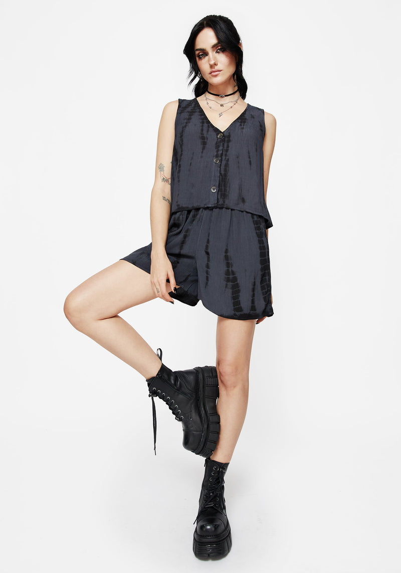 Aria Krawatte Färbung Knopf Hoch Top