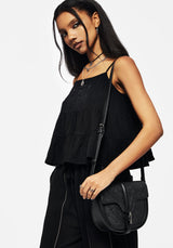 Cordata Linen-Blend Embroidered Tiered Cami Top - Black