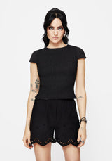 Litha Cotton Shirred Boat Neck Tee