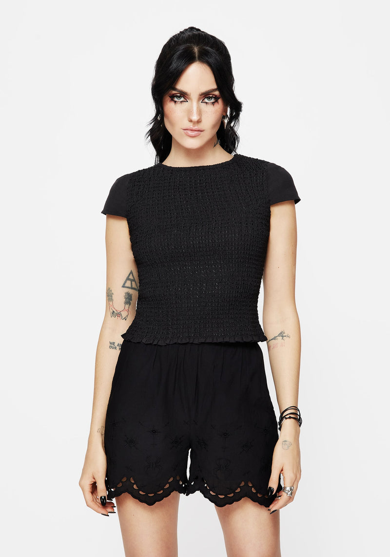 Litha Cotton Shirred Boat Neck Tee