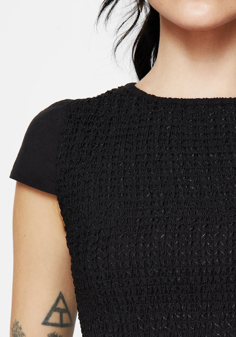 Litha Cotton Shirred Boat Neck Tee