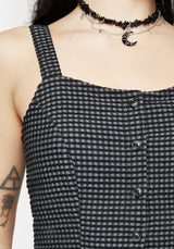 Faythe Cotton Check Button Up Cami Top