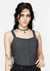 Faythe Cotton Check Button Up Cami Top