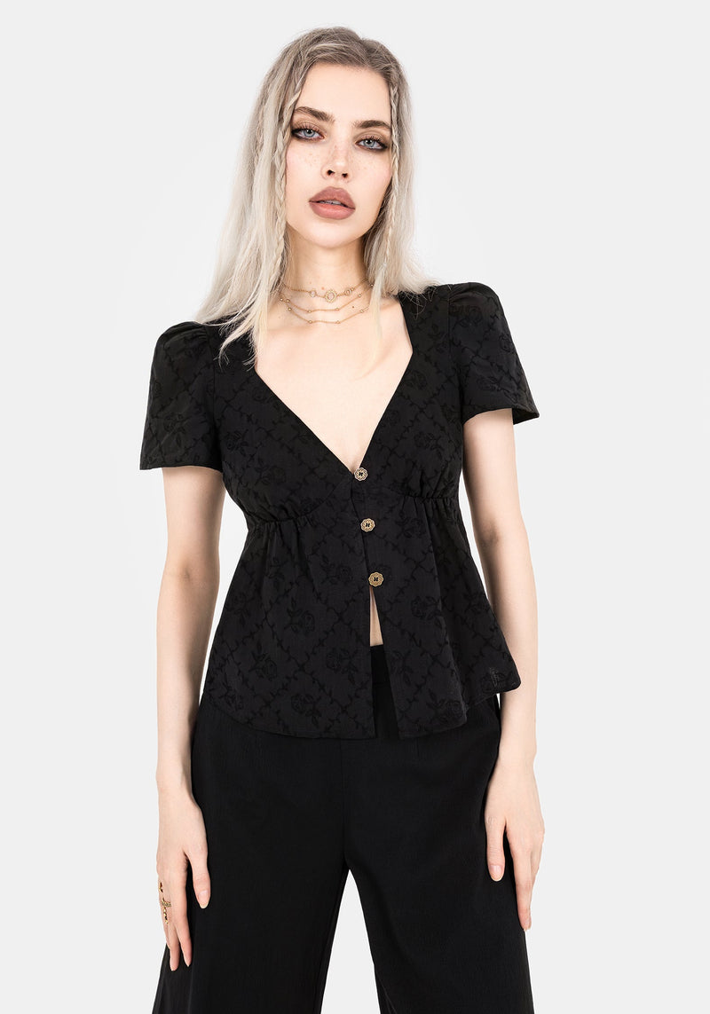 Polgara Floral Jacquard Peplum Top