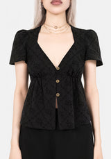 Polgara Floral Jacquard Peplum Top