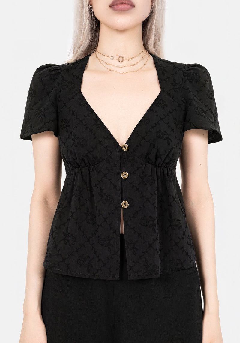 Polgara Floral Jacquard Peplum Top