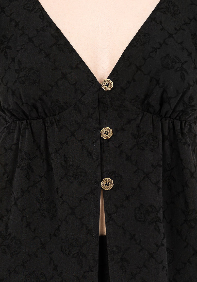 Polgara Floral Jacquard Peplum Top