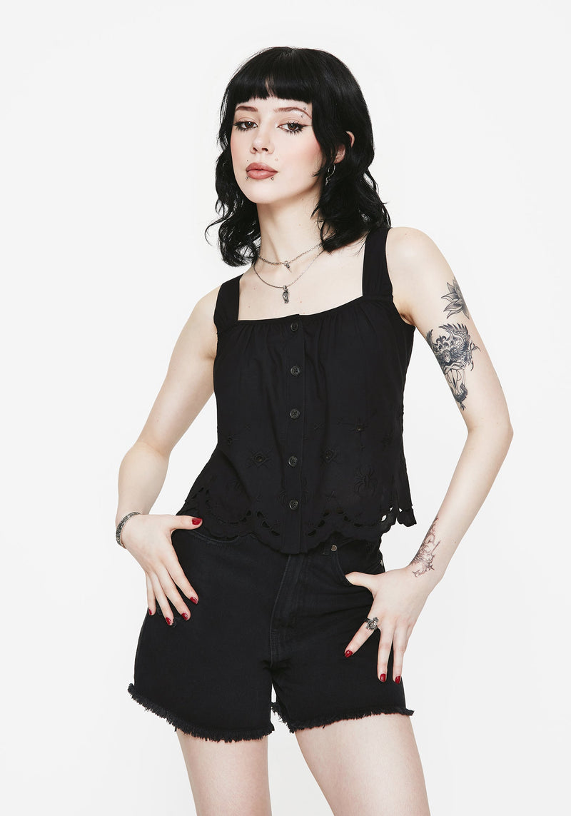 Synthweb Cotton Broderie Hem Cami Top