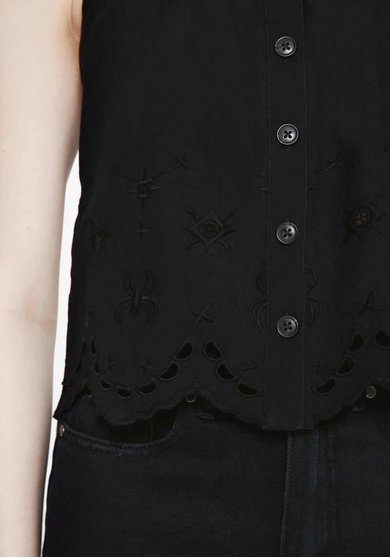 Synthweb Cotton Broderie Hem Cami Top