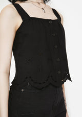 Synthweb Cotton Broderie Hem Cami Top