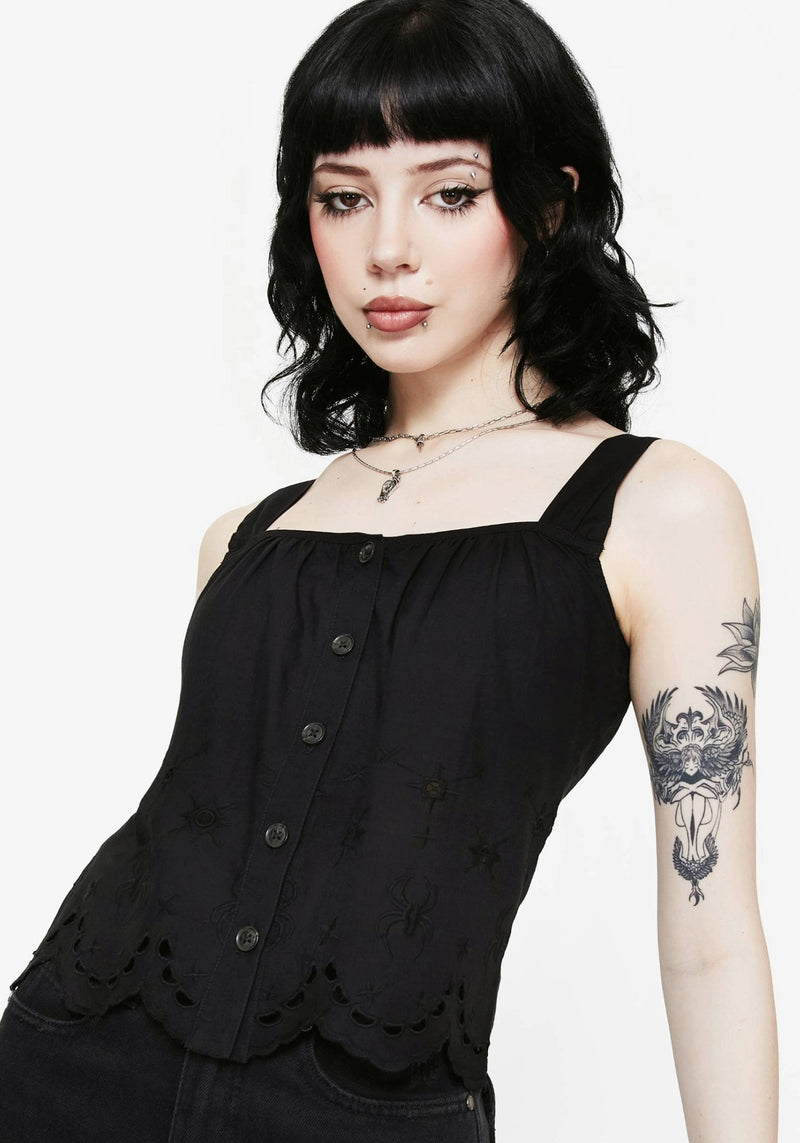 Synthweb Cotton Broderie Hem Cami Top