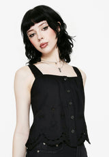 Synthweb Cotton Broderie Hem Cami Top