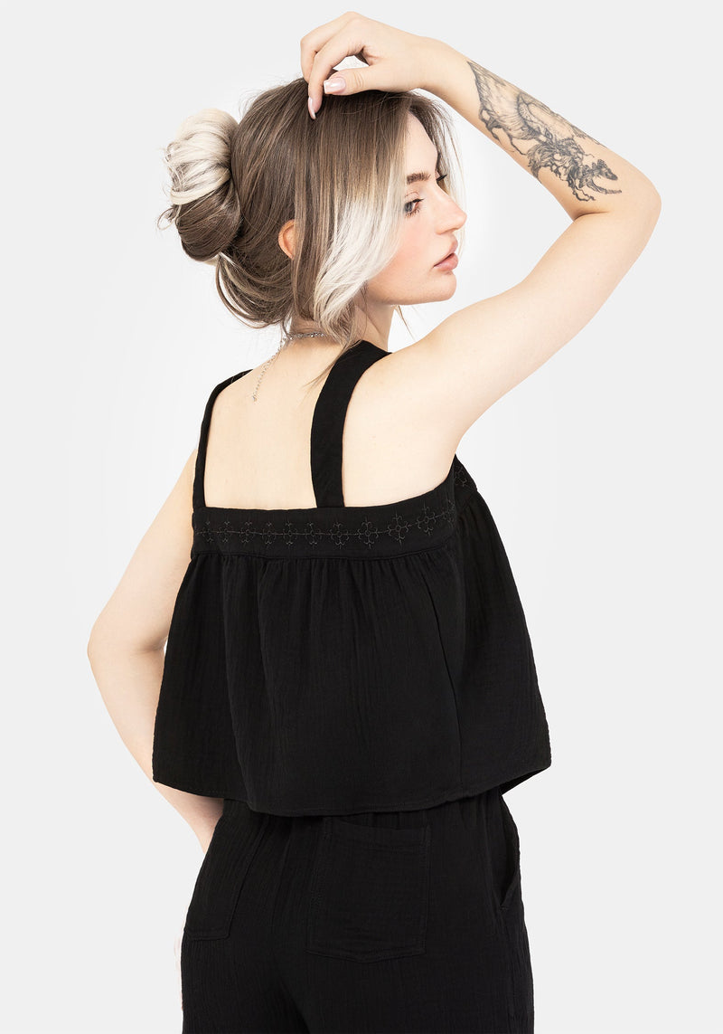 Damara Embroidered Cotton Button Up Blouse