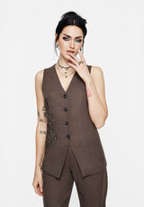 Gaia Linen Blend Snake Embroidered Longline Waistcoat