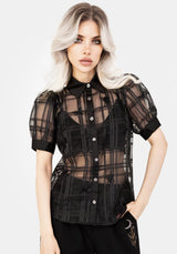 Sedona Organza Check Embroidered Button Up Shirt