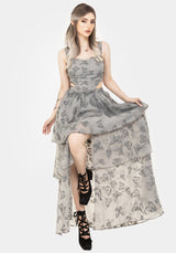 Vanessa Butterfly Print Organza Ruched Bodice Corset Top