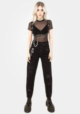 Mirage Mesh Lettuce Edge Crop Tee