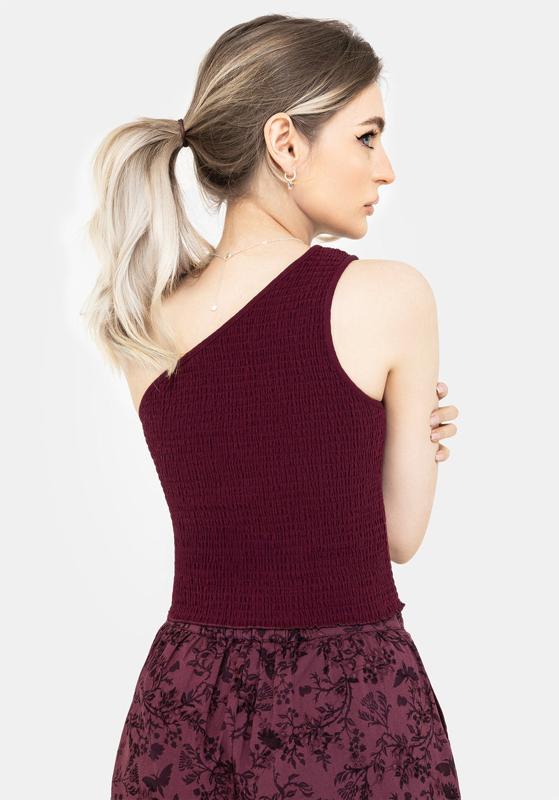 Midsommar Cotton Asymmetric Shirred Top