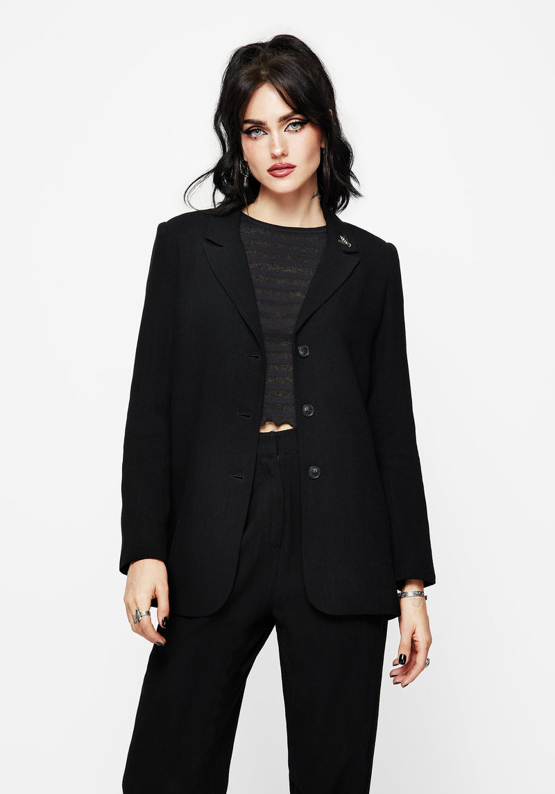 Chloris Embroidered Longline Blazer