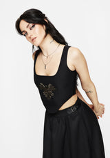 Foliate Floral Embroidered Corset Top