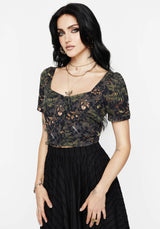 Wither Fern Print Button Up Top