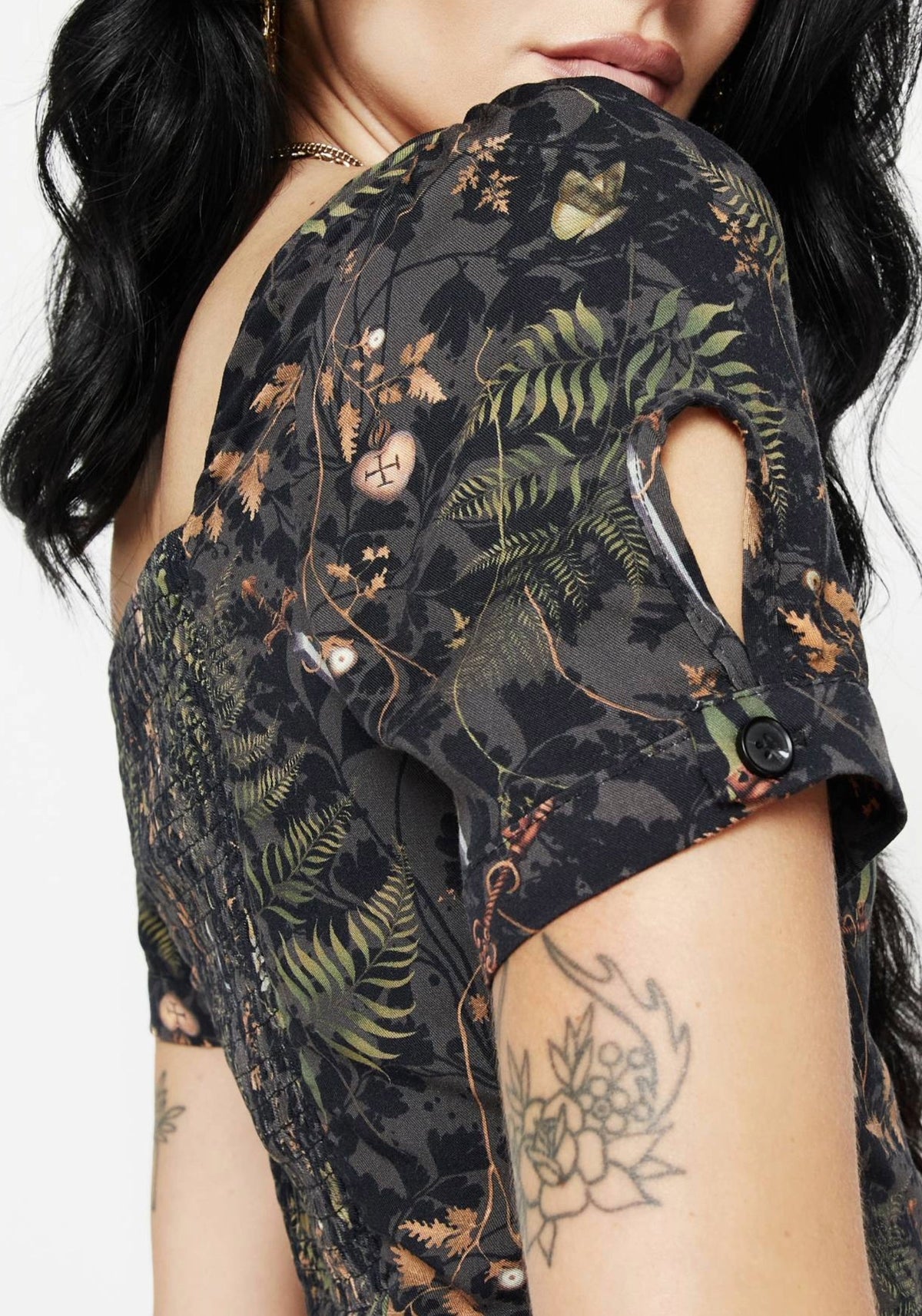 Wither Fern Print Button Up Top