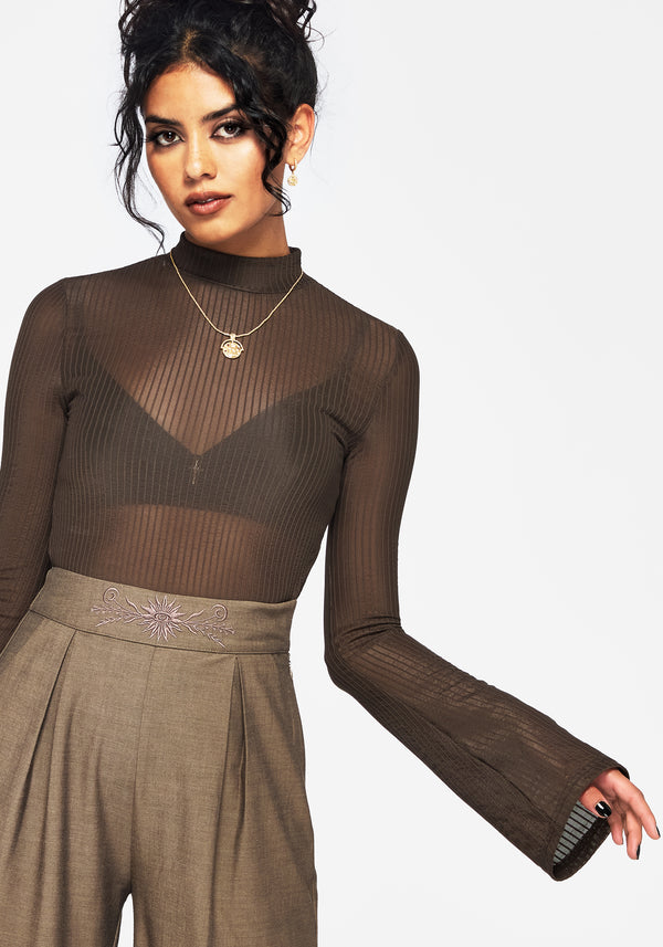 Yasmin Mesh Flare Sleeve Top