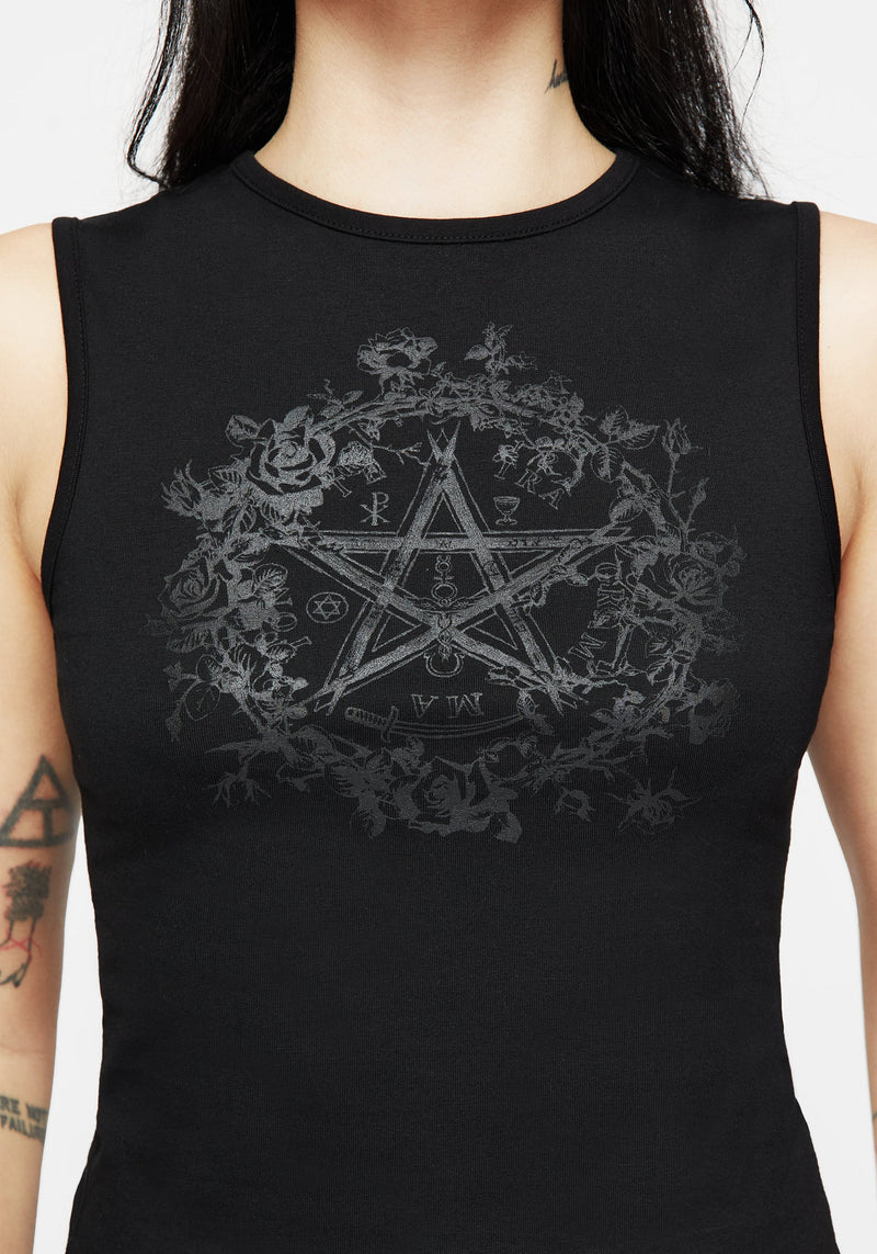 Encore Cotton Thorn and Rose Printed Sleeveless Top